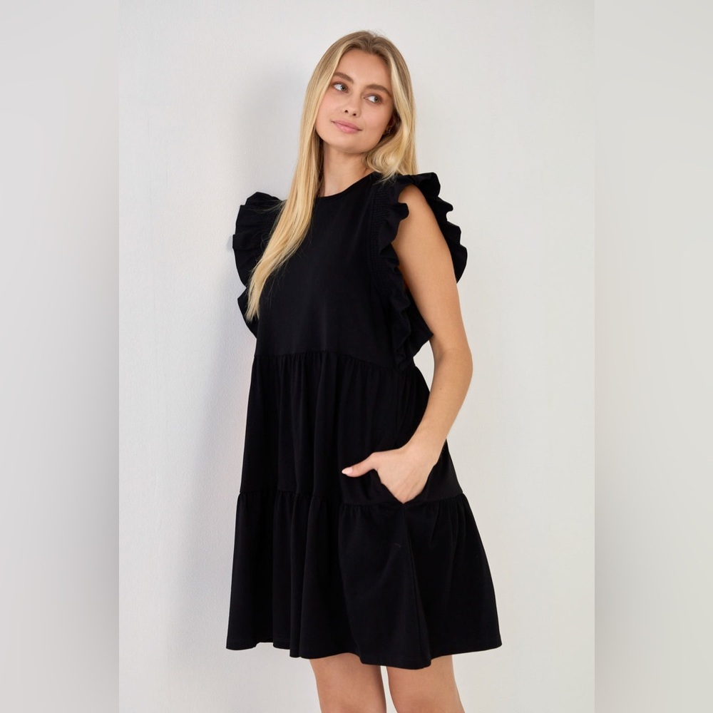 English Factory Black Knit Ruffled Mini Dress - Picture 4 of 12